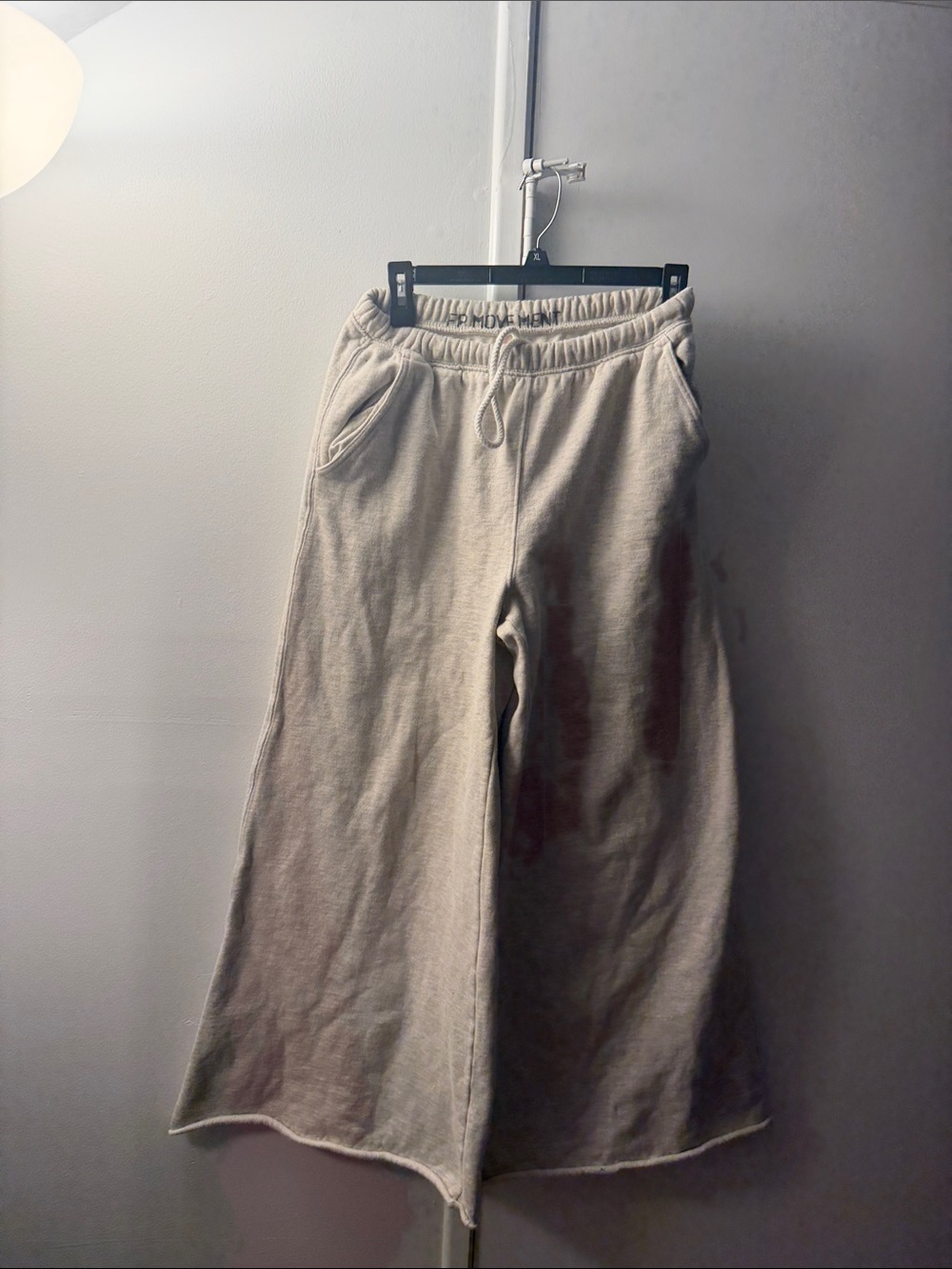 FP Movement by Free People Light Gray Wide-Leg Knit Pants